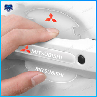 สติกเกอร์ป้องกันรอยขีดข่วน สําหรับติดมือจับประตูรถยนต์ Mitsubishi 4 ชิ้น ต่อชุด