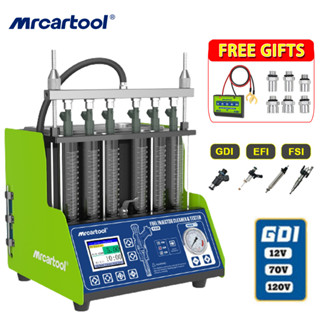 รับประกัน 2 ปี MRCARTOOL V310 เครื่องทดสอบหัวฉีดน้ํามันเชื้อเพลิงอัลตราโซนิก 6 กระบอก สําหรับ GDI CGI TFSI TSI Ultrasonic Fuel Injector Cleaner Tester หัวฉีดน้ํามันเชื้อเพลิง เหนือเสียง ทําความสะอาดเครื่อง VS AUTOOL CT400