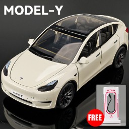 โมเดลรถยนต์ 1:24 Tesla model Y SUV แบบเปิดได้ พร้อมเสียง และไฟ ของเล่นสําหรับเด็ก