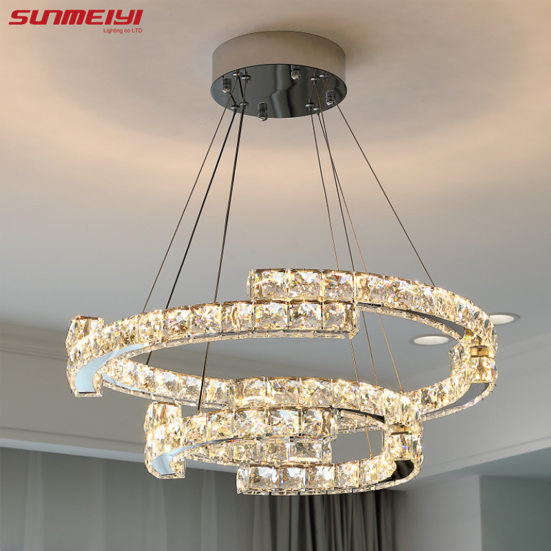 Sunmeiyi โคมไฟระย้า Led คริสตัล หรูหรา เรียบง่าย สําหรับตกแต่งบ้าน ห้องนอน ห้องนั่งเล่น