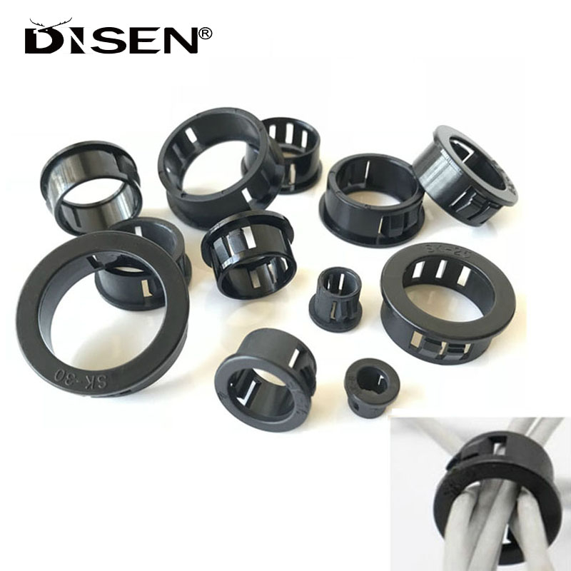 พลาสติก Snap-on Grommet ปะเก็นสีดําผ่านรูสายไฟฝาครอบตู้ Vent แหวน Outlet พอร์ตซีลแหวนปลั๊กผู้ถือ