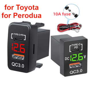 อะแดปเตอร์ซ็อกเก็ตชาร์จ PD Type-C QC3.0 สําหรับรถยนต์ Toyota Alza Myvi Viva Axia Vios Perodua