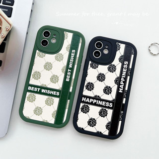 เคสโทรศัพท์มือถือหนัง ซิลิโคน TPU นิ่ม กันรอยเลนส์กล้อง ลายดอกไม้ สีดํา เขียว สําหรับ iPhone 14 13 12 11 XS XR X Pro Max 7 8 6 6s Plus | Xmd 037