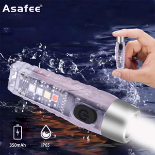 Asafee พวงกุญแจไฟฉาย อเนกประสงค์ ขนาดเล็ก 600LM 200M Type-C กันน้ํา หลายสี สําหรับซ่อมรถยนต์ ตั้งแคมป์