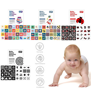 การ์ดกระตุ้นสมองเด็กแรกเกิด Montessori Early Education Baby Visual Stimulation Cards Black White และ High Contrast Flash Cards