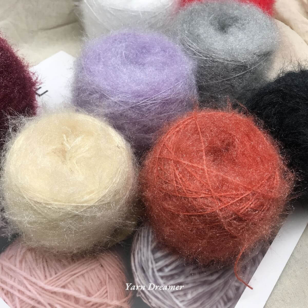 เส้นด้ายปุยแวววาวสำหรับถักไหมพรม เส้นด้ายโครเชต์ DIY เส้นด้ายขนสัตว์ เส้นด้ายฝ้าย เส้นด้ายทำด้วยผ้าขนสัตว์
