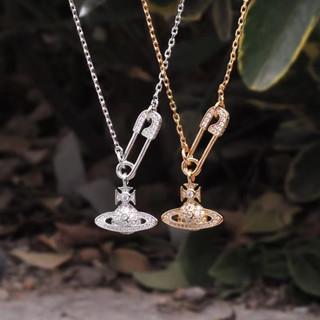 Westwood Pin NECKLACE/LUCRECE PENDANT NECKLACE/vivienne Paperclip Saturn NECKLACE สร้อยคอหญิง/วันเกิด ของขวัญสําหรับแฟนสาว