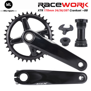 Racework XTR ชุดจานหน้า 1x 2x 170 มม. จานหน้า 104BCD 34 36 38T พร้อมก้านเชื่อมต่อ BB สําหรับจักรยาน MTB