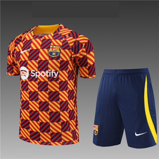 เสื้อกีฬาแขนสั้น ลายทีมชาติฟุตบอล Barcelona 2023-24 ชุดเหย้า สําหรับเด็ก