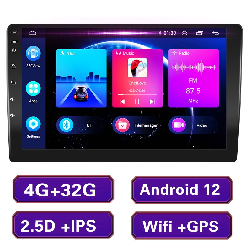 จอแอนดรอยด์ติดรถยนต์ [4+32G IPS ] 9 นิ้ว 10 นิ้ว Android 12.0 2DIN จอแอนดรอย with bluetooth/WIFI/GPS วิทยุติดรถยนต์