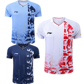 เสื้อกีฬาแบดมินตัน Li Ning แขนสั้น แบบแห้งเร็ว สําหรับผู้ชาย และผู้หญิง