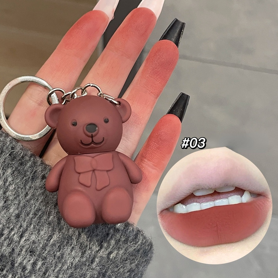 Art Value Cute Bear พวงกุญแจ รูปหมี เคลือบริมฝีปาก โคลน เนื้อแมตต์ หมอก สีนู้ด ไม่จางหาย สําหรับแต่งหน้า ลิปสติก