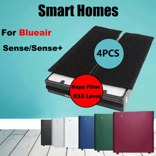 (พร้อมส่ง) แผ่นกรอง HEPA ทดแทน OEM แผ่นกรองคาร์บอน สําหรับ Blueair Sense / Sense + เครื่องฟอกอากาศ (4 ชิ้น)