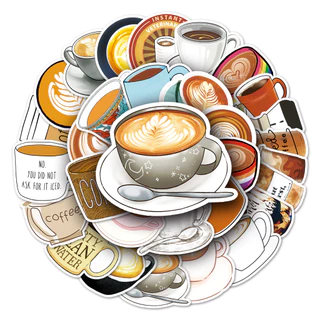 50 ชิ้นตลกสติกเกอร์กาแฟกันน้ํา DIY สําหรับโทรศัพท์แล็ปท็อปรถสติกเกอร์ Creative Home Decal