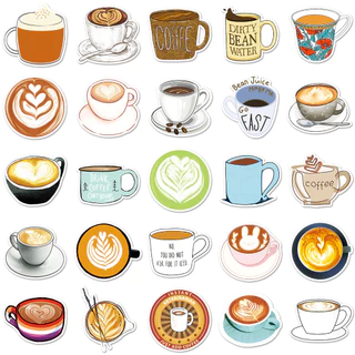 50 ชิ้นตลกสติกเกอร์กาแฟกันน้ํา DIY สําหรับโทรศัพท์แล็ปท็อปรถสติกเกอร์ Creative Home Decal