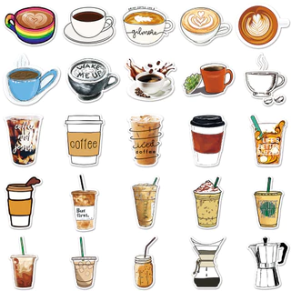 50 ชิ้นตลกสติกเกอร์กาแฟกันน้ํา DIY สําหรับโทรศัพท์แล็ปท็อปรถสติกเกอร์ Creative Home Decal