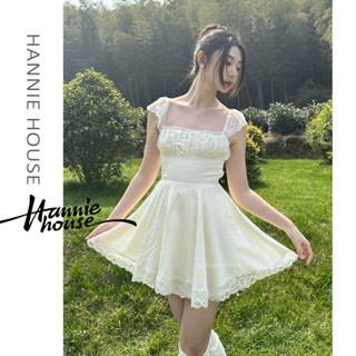 Hannie- ชุดเดรสทรงเอ แขนสั้น สไตล์วินเทจ สําหรับผู้หญิง