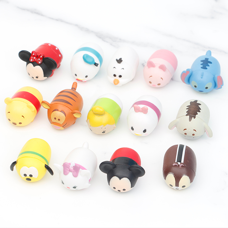 14 ชิ้น/เซ็ต Disney Tsum Tsum Miniature Figures Mickey Minnie Mouse Winnie Stitch ตุ๊กตาของเล่นเด็ก