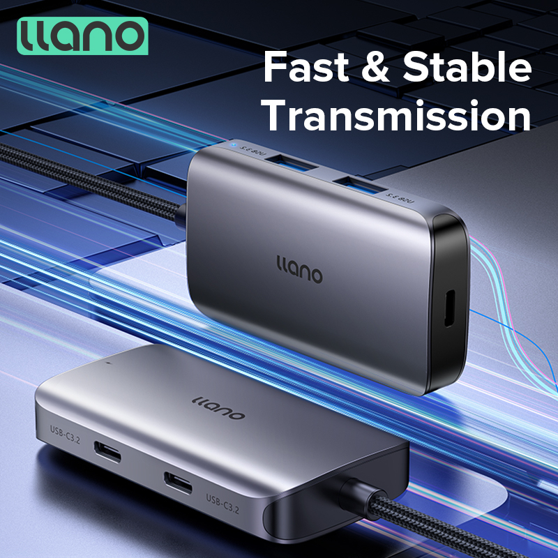 Llano ฮับ USB 3.2 5 IN 1 Type-c 3.2 10Gbps ความเร็วสูง PD 100w สําหรับ Lightning 3/4 Huawei โน้ตบุ๊ก แท็บเล็ต