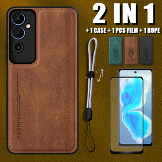 เคสหนังหรูหรา 2 IN 1 สําหรับ Tecno Pova Neo 2 LG6n พร้อมตัวป้องกันหน้าจอเซรามิค และเชือกปรับได้