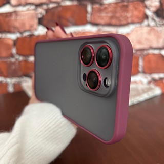 【Lens film+Matte Acrylic hard case/Cherry Red color】เคส compatible for iPhone 11 12 13 14 pro max case