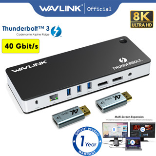 Wavlink Thunderbolt 3 แท่นชาร์จ 8K HDMI หน้าจอคู่ รองรับมอนิเตอร์เล่นเกม 144hz พร้อมที่ชาร์จ 60W กิกะบิตอีเธอร์เน็ต รองรับมอนิเตอร์เกมมิ่ง 144hz