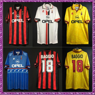 เสื้อกีฬาแขนสั้น ลายทีมชาติฟุตบอล Gao Pin 1995 1996 season AC Milan ชุดเหย้า เยือน