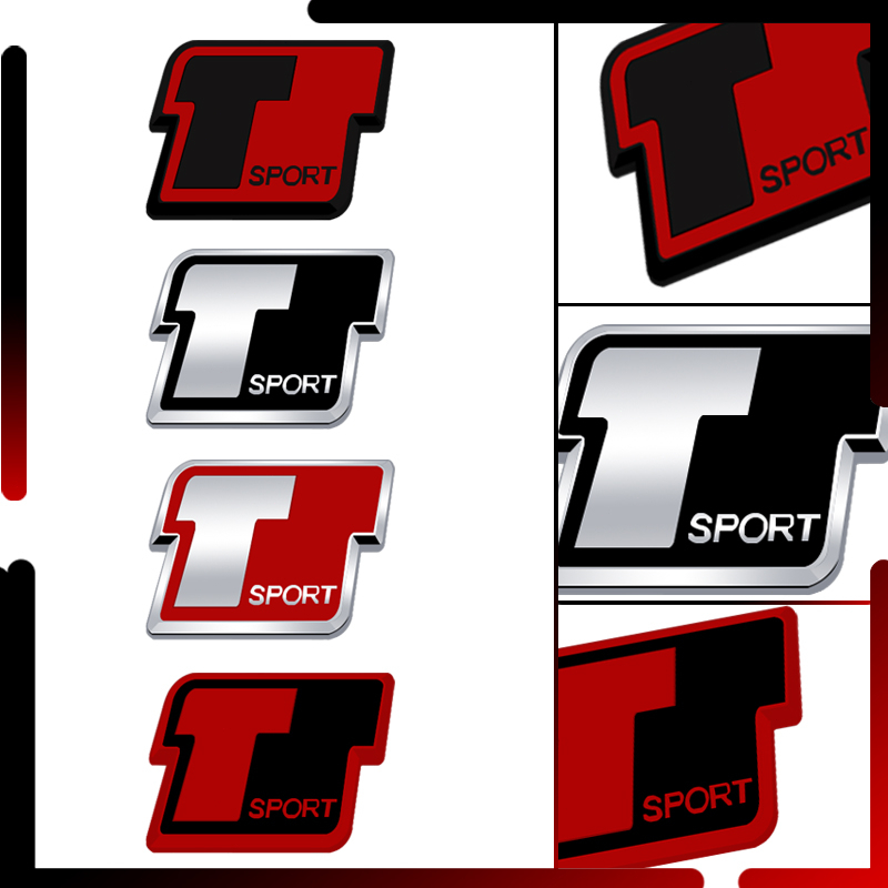 โลหะรถ T sport สัญลักษณ์ badge 3D สติกเกอร์หางรูปลอกสําหรับ Toyota Lexus Senna RAV4 Prius Yaris Crow