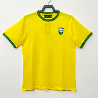 เสื้อกีฬาแขนสั้น ลายทีมชาติฟุตบอล Brazil 1970 AAA ชุดเหย้า สไตล์เรโทร สําหรับผู้ชาย