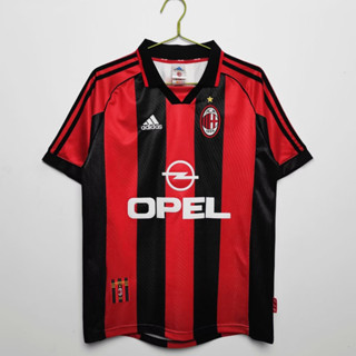 เสื้อยืด ลายทีมชาติฟุตบอล Gao Pin 1998 1999 season AC Milan ชุดเหย้า สไตล์เรโทร