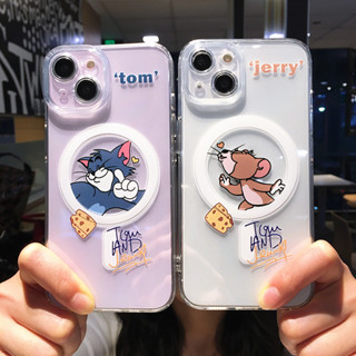 เคสโทรศัพท์มือถือ แบบแม่เหล็ก ลายการ์ตูน tom Jerry น่ารัก สําหรับ Iphone 14 13 12 11