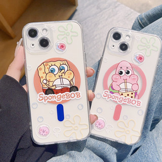 เคสโทรศัพท์มือถือ แบบแม่เหล็ก ลายการ์ตูน Spongebob Patrick Star น่ารัก สําหรับ iPhone14 13 12 11