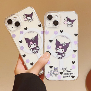 เคสโทรศัพท์มือถือ แบบแม่เหล็ก ลายการ์ตูนคุโรมิน่ารัก สําหรับ iPhone14 13 12 11