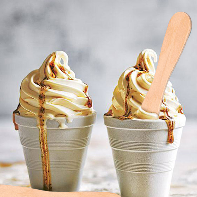 100 ชิ้น / 50 ชิ้น ช้อนไอศกรีม ขนมหวาน น้ําผึ้ง ใช้แล้วทิ้ง ธรรมชาติ ไม้ไอติม DIY เครื่องมืออบขนม - รูปที่ 4
