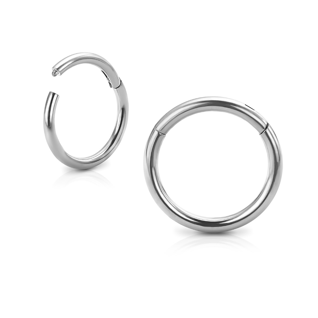 เครื่องประดับแหวน ASTM F136 ไทเทเนียมบานพับ Segments เปิด Hoop แหวนจมูกหูแหวน Body Piercing เครื่องประดับ