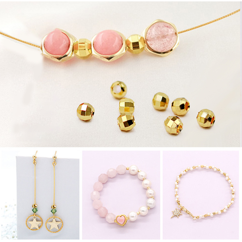 ลูกปัดทอง 14k ประดับเพชร ติดทนนาน สําหรับทําเครื่องประดับ สร้อยคอ สร้อยข้อมือ diy