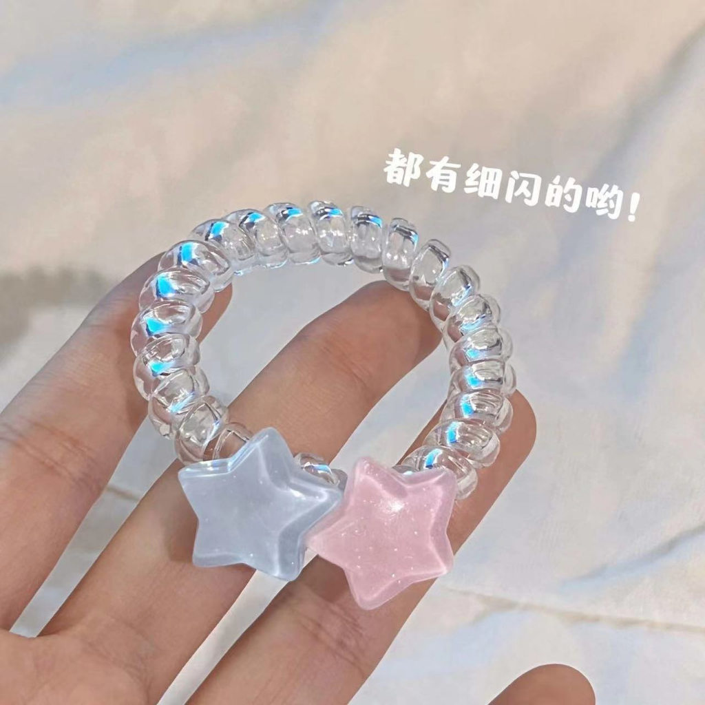น่ารัก สีชมพู สีฟ้า ดาว สายโทรศัพท์ ยางรัดผม ใหม่ล่าสุด หวานแหวว ยางรัดผม เครื่องประดับผม สําหรับผู้หญิง