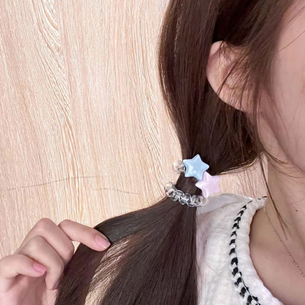 น่ารัก สีชมพู สีฟ้า ดาว สายโทรศัพท์ ยางรัดผม ใหม่ล่าสุด หวานแหวว ยางรัดผม เครื่องประดับผม สําหรับผู้หญิง