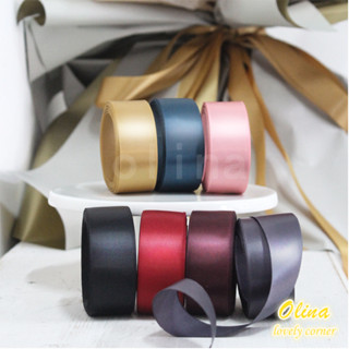 สายคล้องคัพเค้กริบบิ้นผ้าไหมสีพื้นขนาด 5 เมตร / ม้วน