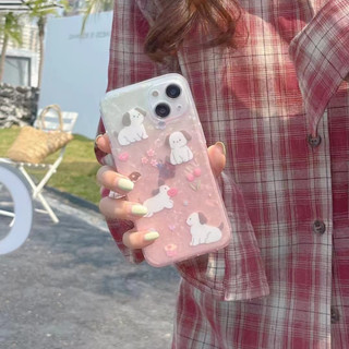 เคสโทรศัพท์มือถือ Tpu นิ่ม ลายลูกสุนัขน่ารัก สีขาว สําหรับ iPhone 12Pro 13Pro 11 14 14promax 14pro