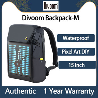 ของแท้ DIVOOM Backpack M Pixoo กระเป๋าเป้สะพายหลัง ใส่แล็ปท็อป กันน้ํา หน้าจอ LED RGB 16×16 15 นิ้ว สําหรับผู้ชาย ผู้หญิง เล่นกีฬา ขี่จักรยาน เดินทาง