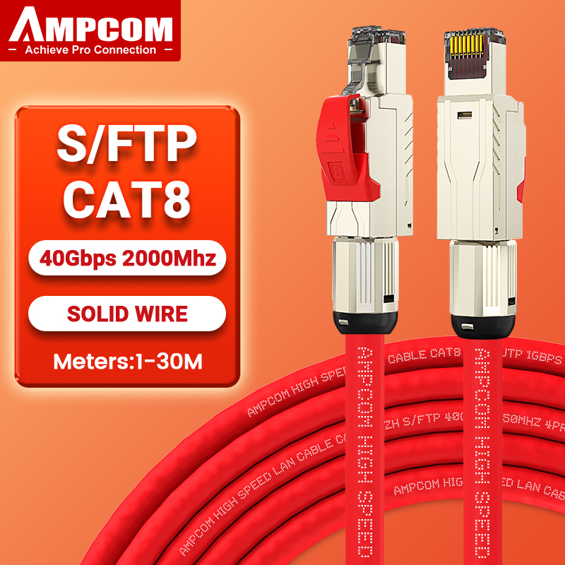 AMPCOM สายเชื่อมต่ออีเทอร์เน็ต CAT8 CAT7 CAT6A จาก , สายหน้าจอ S/FTP 22AWG ความเร็ว 40Gbps - รองรับค