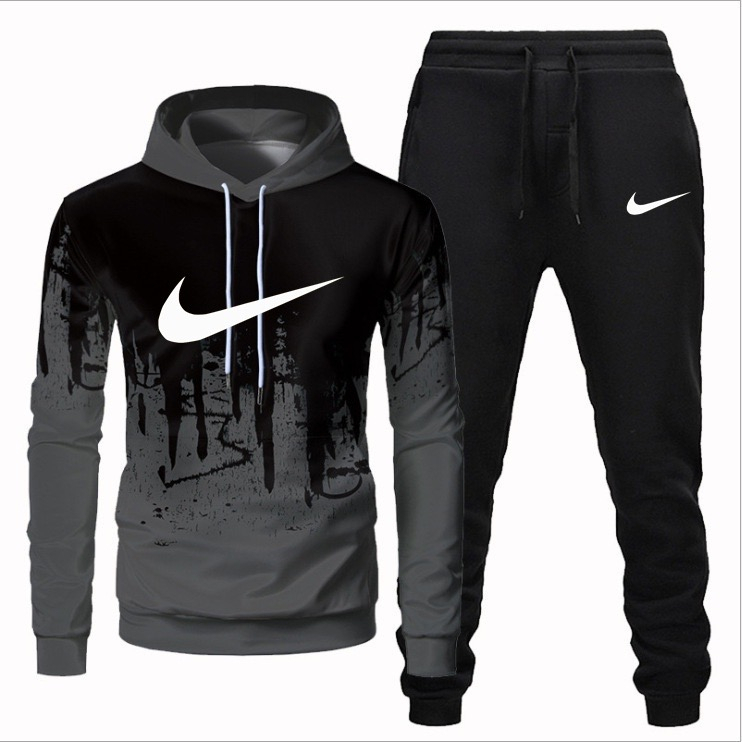 Nike เสื้อกันหนาวลําลอง มีฮู้ด คุณภาพสูง และกางเกงซับใน ขนแกะ แฟชั่นฤดูใบไม้ร่วง ฤดูหนาว สําหรับผู้ชาย 2023
