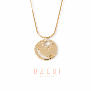 BZEBI สร้อยคอแฟชั่น สแตนเลส ทองคํา ทอง เครื่องประดับ necklace 18k ไม่ลอกไม่ดํา ผู้หญิง ปรับได้ สําหรับผู้หญิง 1180n