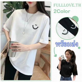 Fulllove เสื้อยืด แขนสั้น โอเวอร์ไซซ์ สีขาว สีดำ 2 สี รุ่น 018