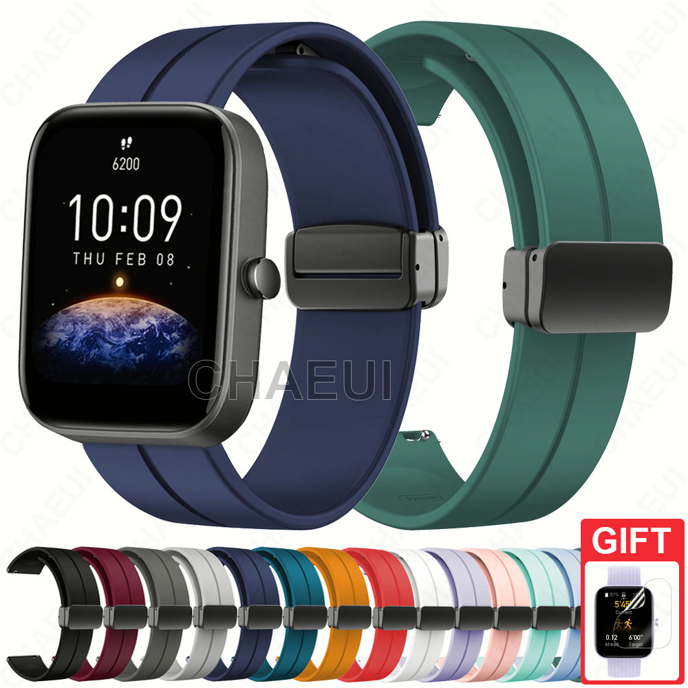 สายรัดซิลิโคนอุปกรณ์เสริมสร้อยข้อมือสําหรับ Amazfit Bip 6 5 Unity 3 U Pro GTS 4 Mini GTS3 GTS2