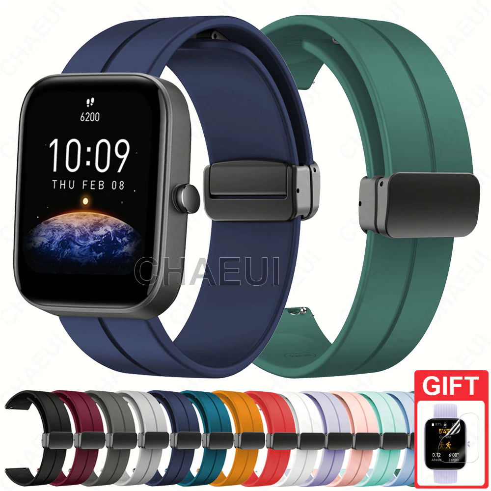 สายรัดซิลิโคนอุปกรณ์เสริมสร้อยข้อมือสําหรับ Amazfit Bip Max 6 5 Unity 3 U Pro GTS 4 Mini GTS3 GTS2