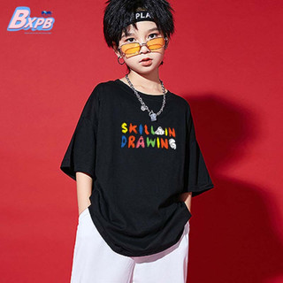 Bxpb เสื้อยืดลําลอง ผ้าฝ้าย แขนสั้น พิมพ์ลายตัวอักษร ทรงหลวม ใส่สบาย คุณภาพสูง แฟชั่นฤดูร้อน สําหรับเด็กผู้ชาย ผู้หญิง อายุ 110-170 3-15 ปี