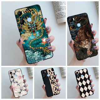 เคสโทรศัพท์มือถือ ซิลิโคนนิ่ม ลายมังกร สีดํา สําหรับ Infinix Hot 20 Play X6825 Hot20 Play