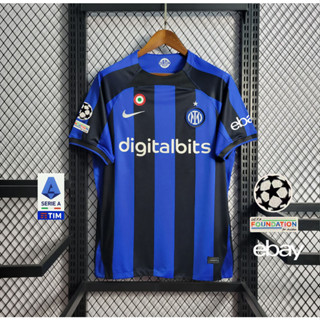 เสื้อกีฬาแขนสั้น ลายทีมชาติฟุตบอล Inter Milan home 22 23 Fans ชุดเหย้า S-4XL ชุดเหย้า